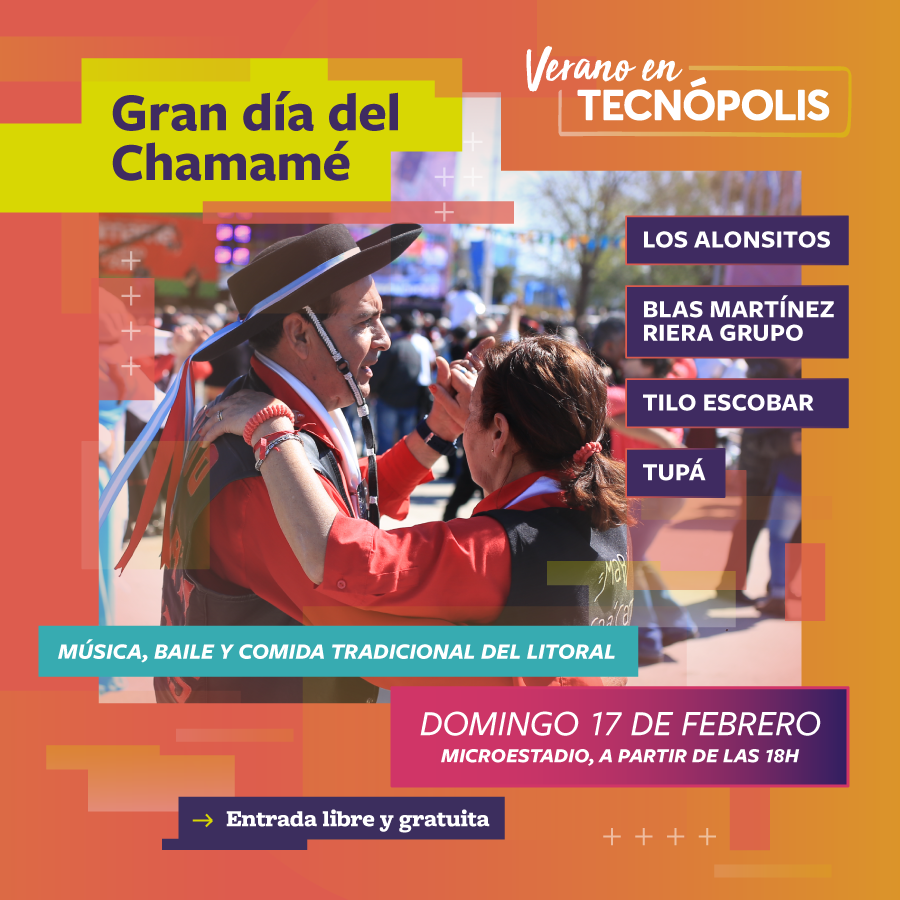 TecnopolisArg's tweet photo. ¡El #Chamamé llega a #Tecnópolis! 👏
Se viene un espectacular día con reconocidos artistas del litoral: #TiloEscobar, @grupotupa, @MartinezRiera y @losalonsitos_. 🎶
👉 Domingo desde las 18h.
#Gratis en el Microestadio. https://t.co/t8ZhBgePFC