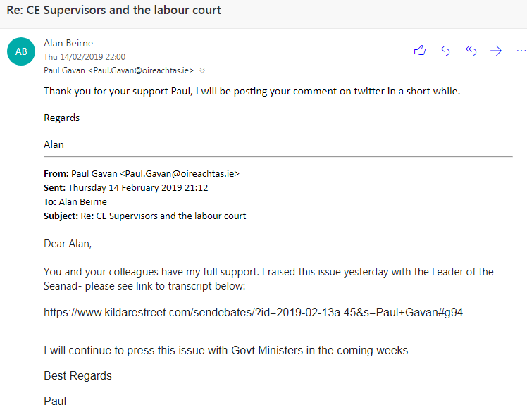 Alangb's tweet photo. The first of Irish Senators @paul_gavan responding to #cesupervisors campaign for #occupationalpensionscheme and #parityofesteem https://t.co/RLtqagt96l