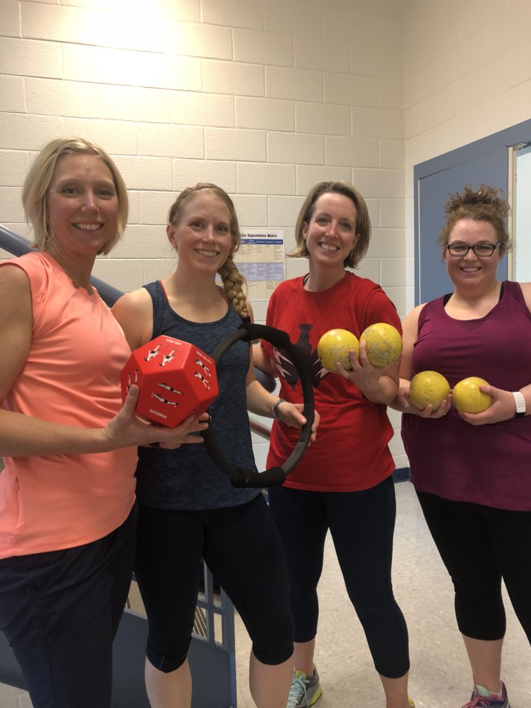 EllenOrmsby's tweet photo. Guest instructor for the Staff Wellness challenge at Mayo Elementary school. These teachers created a workout space and enjoyed my bag of fitness fun especially the new dice from @USGames #burpees #flutterkicks #plankjacks and more #plankjacks https://t.co/gvnl94tu5o