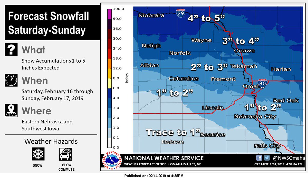 NWS Omaha on Twitter "Snow Forecast for SaturdaySunday. Highest