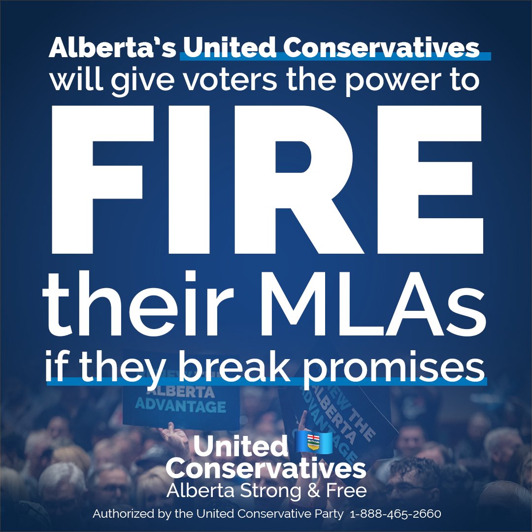 jkenney's tweet photo. Albertans want their MLAs to be accountable to them. A UCP government would introduce a Recall Act allowing voters to fire their MLA in between elections if they have lost the public’s trust.

Full plan here: https://t.co/fedCntVt5r https://t.co/MfwkrbnFaa