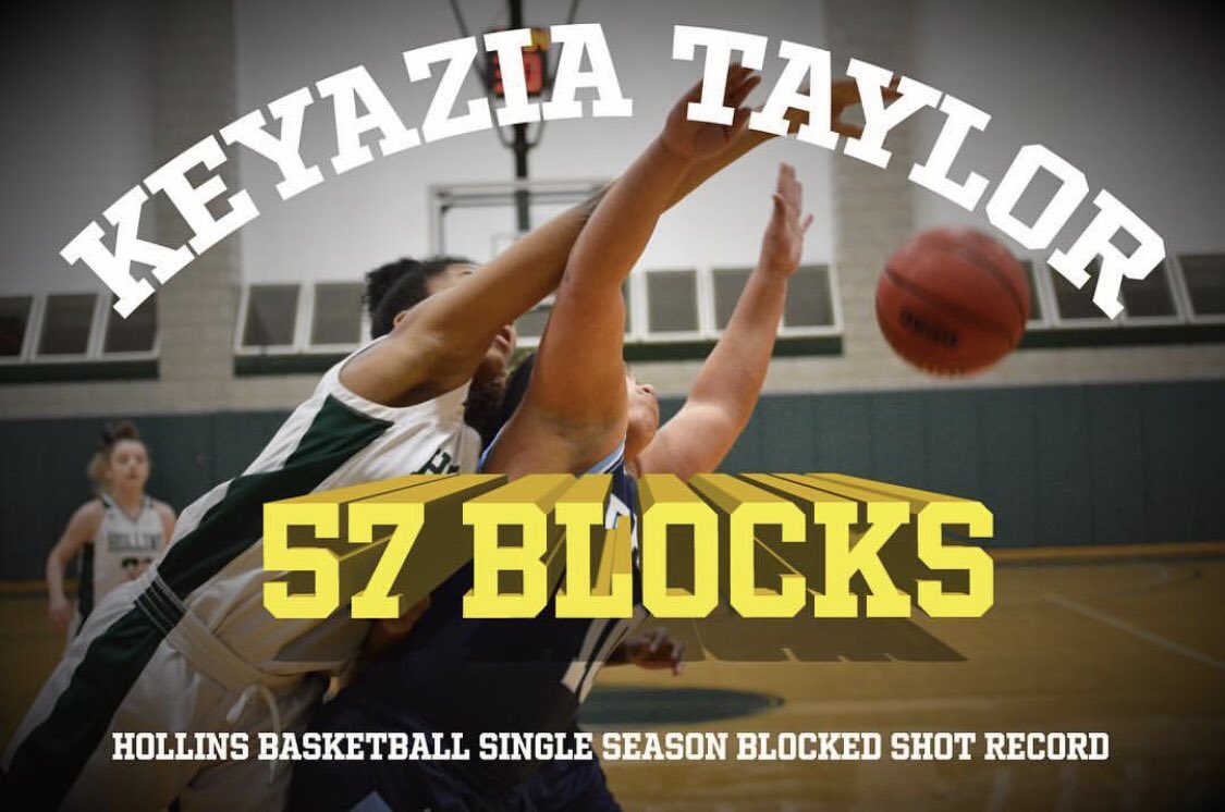HollinsHoops's tweet image. 🚨RECORD BREAKING ALERT🚨

Keyazia Taylor now holds the single season blocked shot record for @hollinssports! Keyazia is only a sophomore and surpassed the past record last night when she recorded 6 blocks at Emory &amp;amp; Henry! CONGRATULATIONS KEY 🥇 #BlockIngMachine #HUwbb 💚🌟🏀