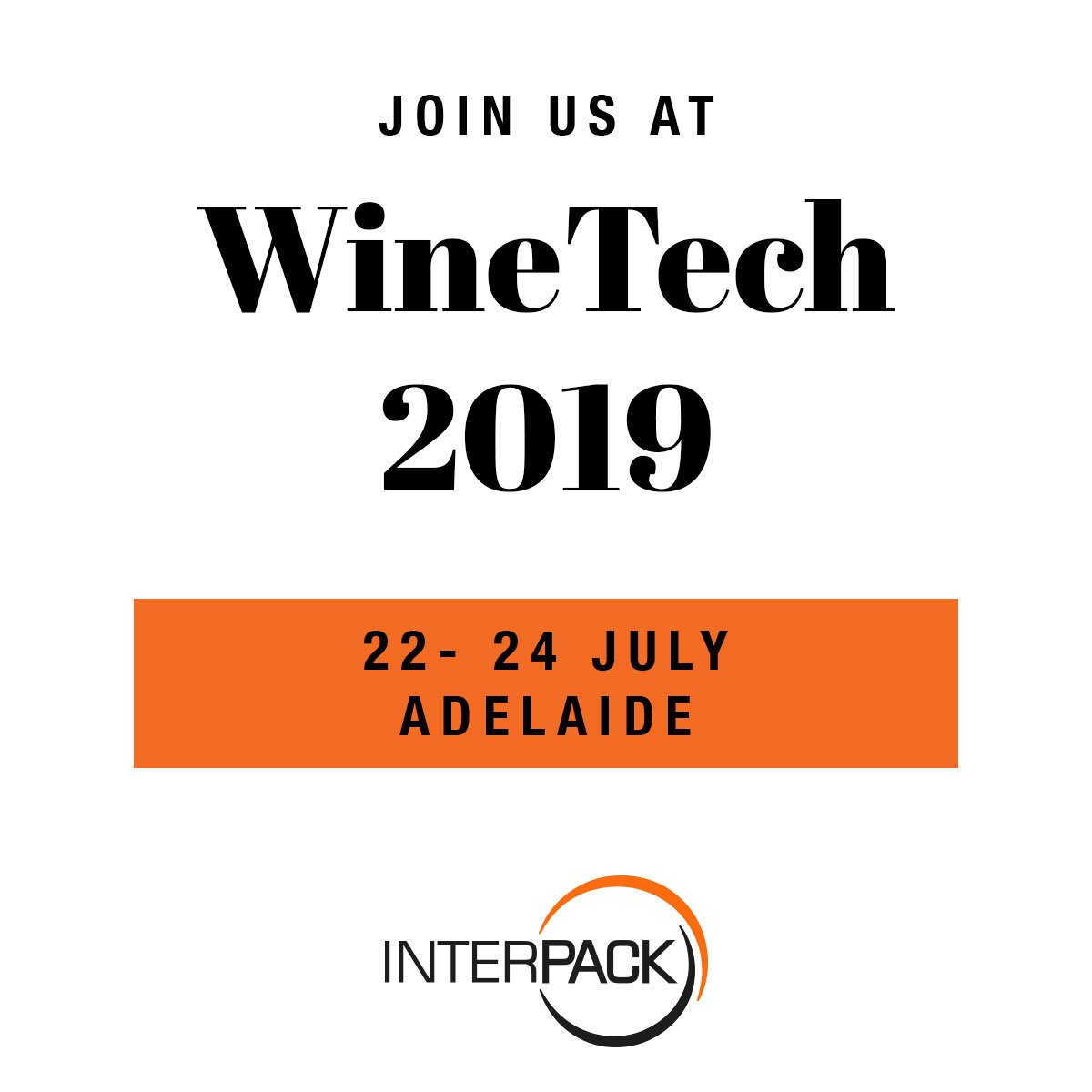 interpack_aus's tweet photo. We'll be attending WineTech 2019 // 22-24 July.. We invite you to join us at the event. Stand #1333

https://t.co/hxqcMpG98W https://t.co/LCVkkRQvty