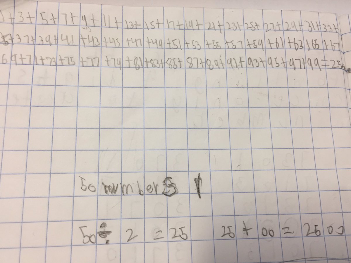 Never underestimate our students.     I gave my Year3 students this question:
1+3+5+...+95+97+99=?
Only hint I gave was The Magic of Zero.
10 minutes later, a student showed me this: