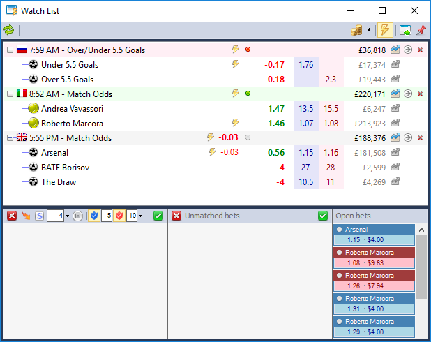 botbeetlesoft's tweet photo. Program Version 5.33 - Watch List

Displays bets from all markets in one window. Allows hedging of markets or opening it in trading windows https://t.co/cSZfdYy5LU
