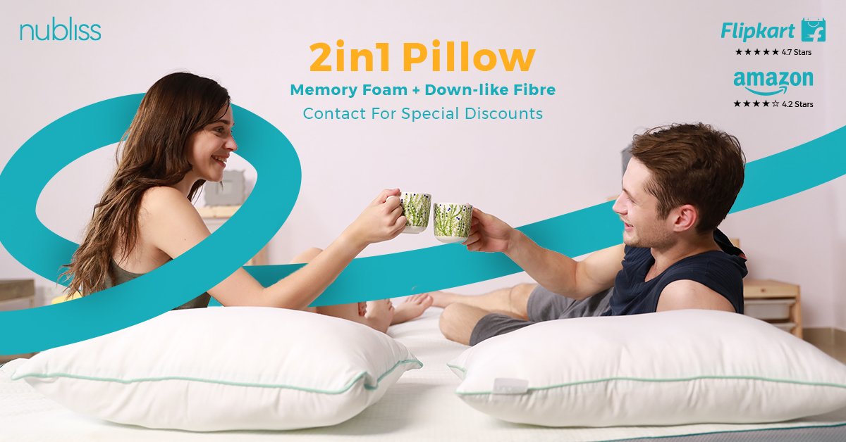 NublissMattress's tweet photo. If you can't decide between the fluffy comfort of a traditional #pillow and the gentle support of #memoryfoam, this pillow is for you. 2 in 1 pillow with memory foam + Down like Fibre
Contact us for special discounts - 9205138595
#pillow #powerwakeup #ShopOnline #sleep #bedroom https://t.co/a0OCGvkna4