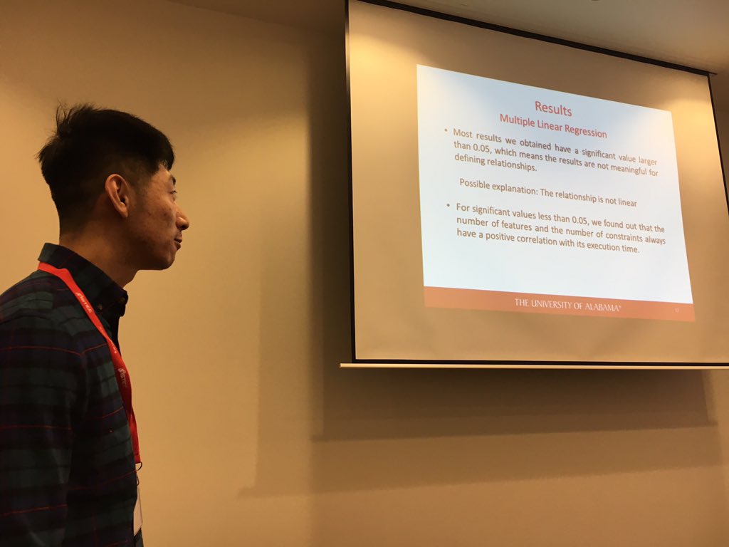 MiamiOH_MUSTANG's tweet image. Xin Zhao and @jgrayatua show that the numbers of features and constraints in #featureModels have a positive correlation with its execution time. #modelsward19 #modelsward #SoftwareEngineering