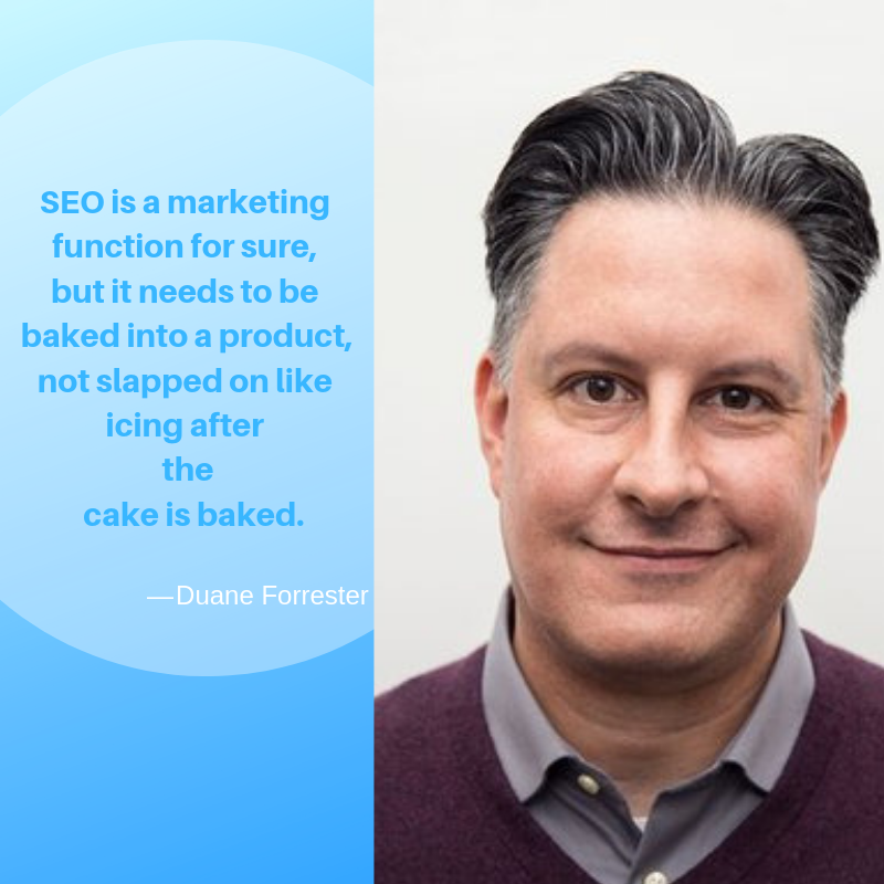 stablx's tweet photo. “SEO is a marketing function for sure, but it needs to be baked into a product, not slapped on like icing after the cake is baked.” — Duane Forrester.
 #seo #socialmediamarketing #socialmedia #business #branding  #contentmarketing #marketingdigital # https://t.co/JtZXMbAMST