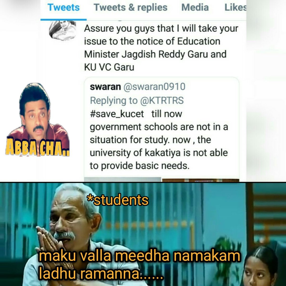 sainadh2029's tweet photo. #save_kucet 
@KTRTRS https://t.co/ddOFgUGG8X