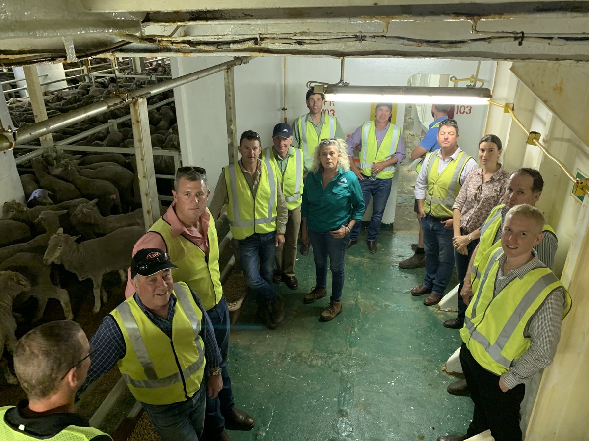 Today we welcomed <a href="/NationalFarmers/">National Farmers' Federation</a> Pres Fiona Simpson <a href="/afsnsw/">Fiona Simson</a> on export vessel bound for Middle East The most recent voyages on the Al Messilah have recorded success rates of unloading 99.8% of sheep &amp; 100% of cattle, thanks RETWA &amp; KLTT for making their export vessel available
