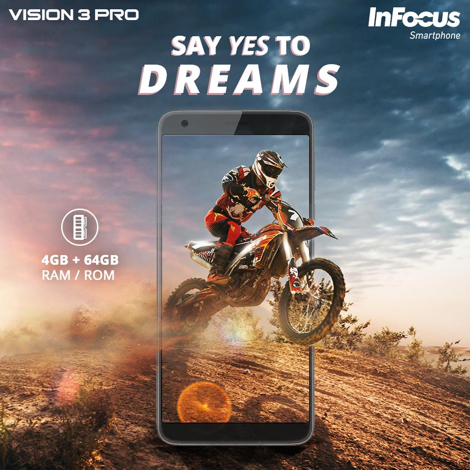 InFocus_IN's tweet image. #Vision3Pro
A device equipped with 4GB RAM, 64GB ROM &amp;amp; 4000mAh battery. It allows you to play your dream games without any interruption. Order this high powered #InFocusSmartphone now: amzn.to/2HM7mCX