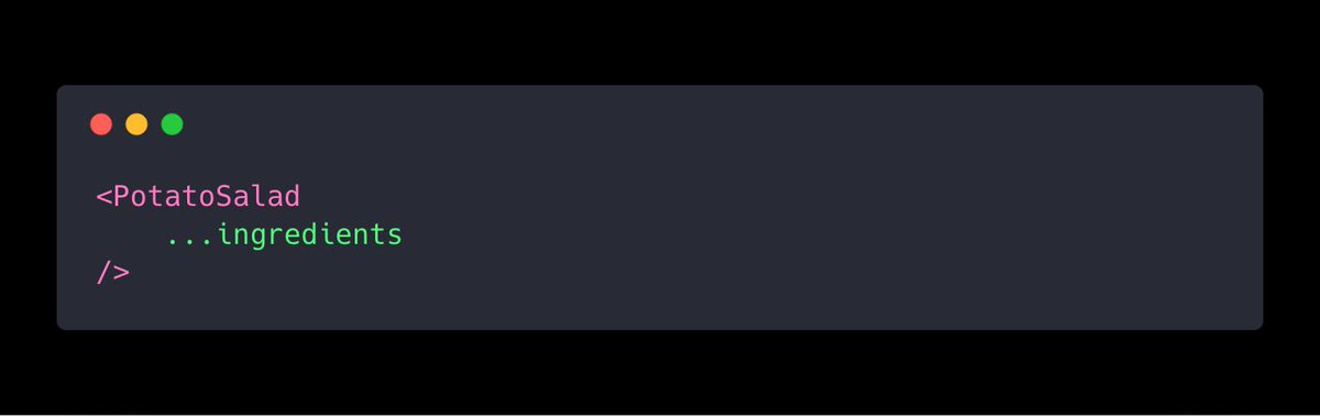 turbobureaucrat's tweet image. Just wanted to say that I find #JavaScript and in particular #JSX spread syntax quite expressive.🙂👍
#FullstackReact #React