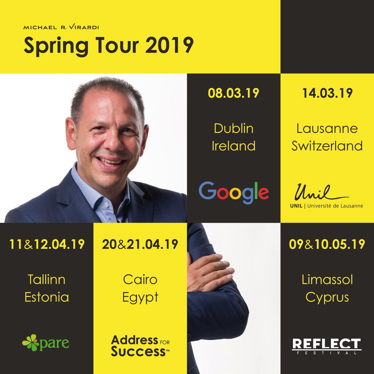 Michael_Virardi's tweet image. If in or near your country (or area) I would love the opportunity to meet up with you in person! Some of these events are open to the public and would love to have you present. #MVirardi #springtour2019 #keynote #workshop