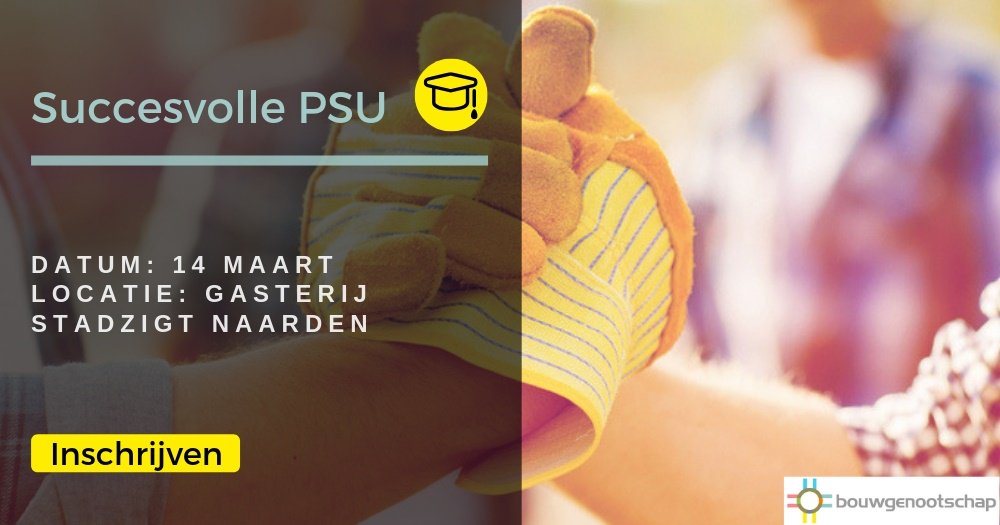 Steeds vaker wordt bij een project een PSU georganiseerd. Ben jij benieuwd wat er nodig is om een goede PSU te organiseren? Schrijf je dan in voor de workshop 'Succesvolle PSU'

leerfabriek.bouwgenootschap.nl/succesvolle-ps…