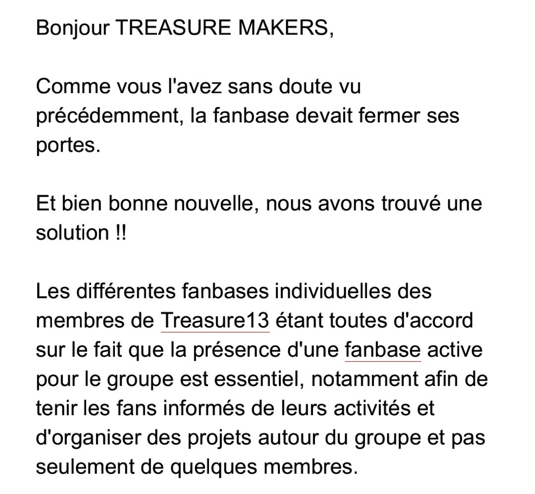TREASURE_Fr's tweet photo. TREASURE MAKERS,

Nous avons une bonne nouvelle à vous annoncer !!!

Votre fanbase est de retour 🎉 https://t.co/px32H6BffA