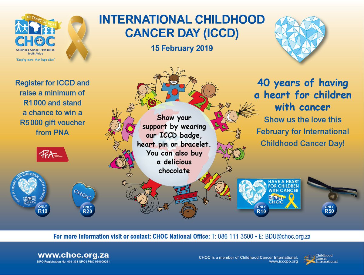 CHOCfoundation's tweet photo. Today is International Childhood Cancer Day! 
Share your photos with us as we turn South Africa Blue in support of children with cancer!
#ICCD2019
#UnitedInLove
#NoMorePain https://t.co/tkMiwlFtY1
