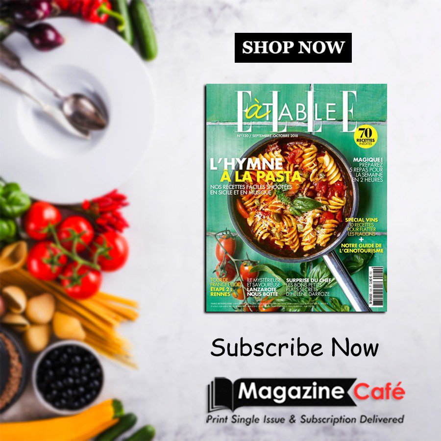 magazinecafe's tweet photo. Elle a Table French mag with delicious recipes & fine wines https://t.co/7eCbtjkp49
#elleTable #food #hungry #Pasta #cooking #bestcookingtips #eatfood #bestfood #cooking #Recipes #deliciousfood #recipes #cookingideas #cookingtips #quick&easyrecipes #chef #vegancooking #vegetable https://t.co/YVTcfCMLvj
