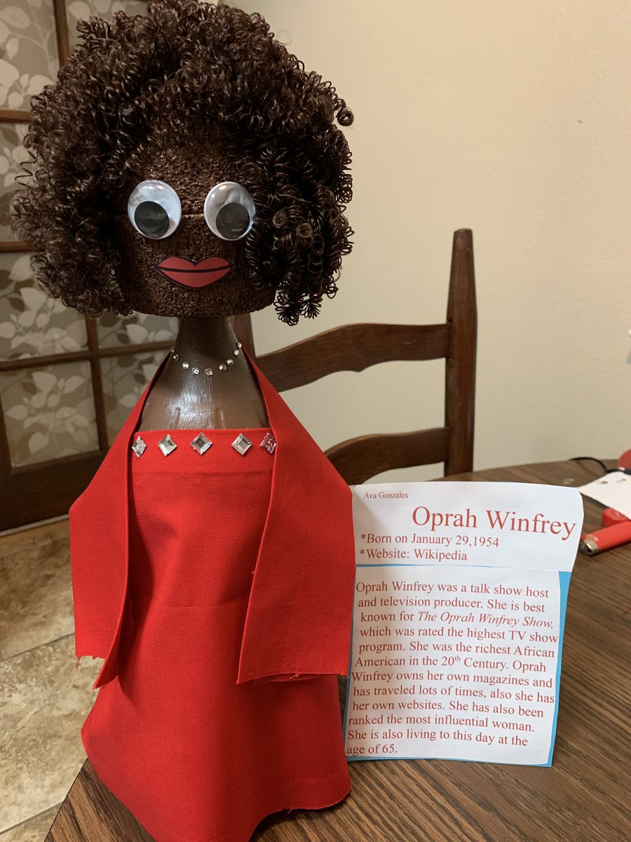 KelliK326's tweet photo. Super proud of Ava’s bottle buddy project! She was ecstatic to have gotten Oprah. She says, she’s her hero! #BlackHistoryMonth2019 @Oprah ♥️👏🏼👸🏾@jpb_coyotes_BES #TeamSISD https://t.co/XzmEDJlCX2