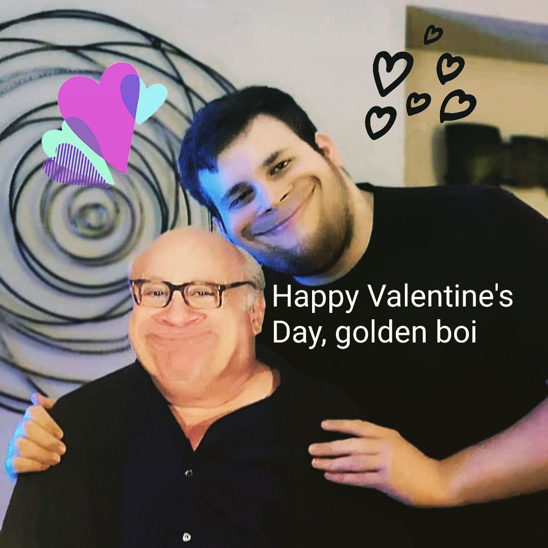 SBatcup's tweet photo. Happy Valentine's Day @DannyDeVito You may be small but your presence in my household is magnaninous. Keep shining, golden bwoi :) <3 https://t.co/Af5uw27M6T