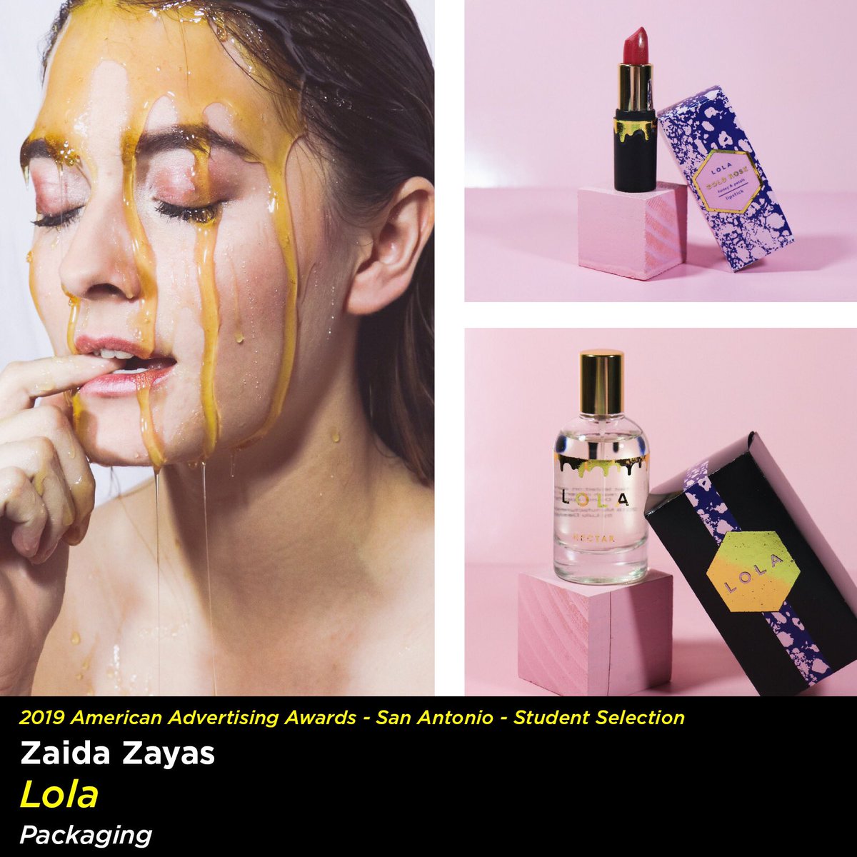 uiwgd's tweet photo. American Advertising Awards - San Antonio || Student Competition Selection || Zaida Zayas - “Lola” (Packaging) || Awards will be announced on Saturday, February 23, 2019 https://t.co/dTo3rS3pBv