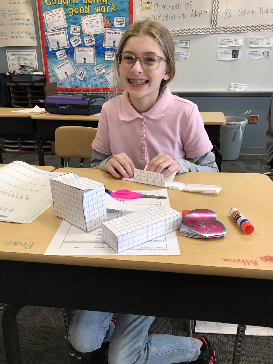 MissSabol's tweet photo. This Valentine’s Day we were showing our love for volume by designing sculptures with rectangular prisms!  Such a great visual for length, width, and height. Our largest sculpture was 973 cubic units! #CIArocks #WEaretheKey https://t.co/n9edbssAMH