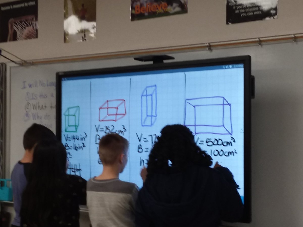 WillsPointMS's tweet photo. Our students immediately wanted to try out the new Activpanels that got delivered today! Mrs. Pickett’s class used it to show their understanding of volume of 3D shapes. https://t.co/OKRFGT26v2