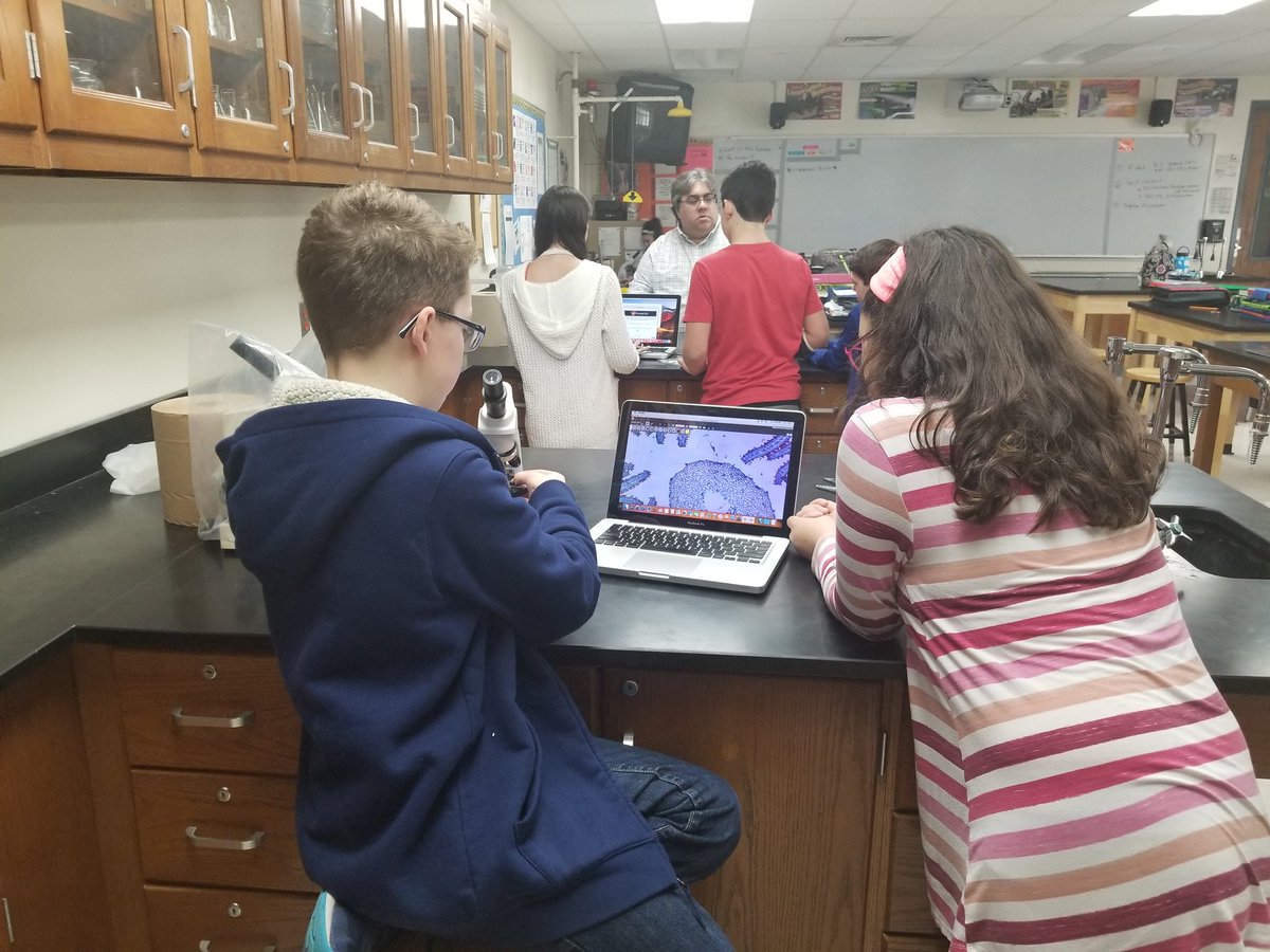 DixScience1's tweet photo. Students making full use of digital microscopes.  @cormack_mcgee @WeAreMcGee @principal_urso https://t.co/ySsQrXVFua