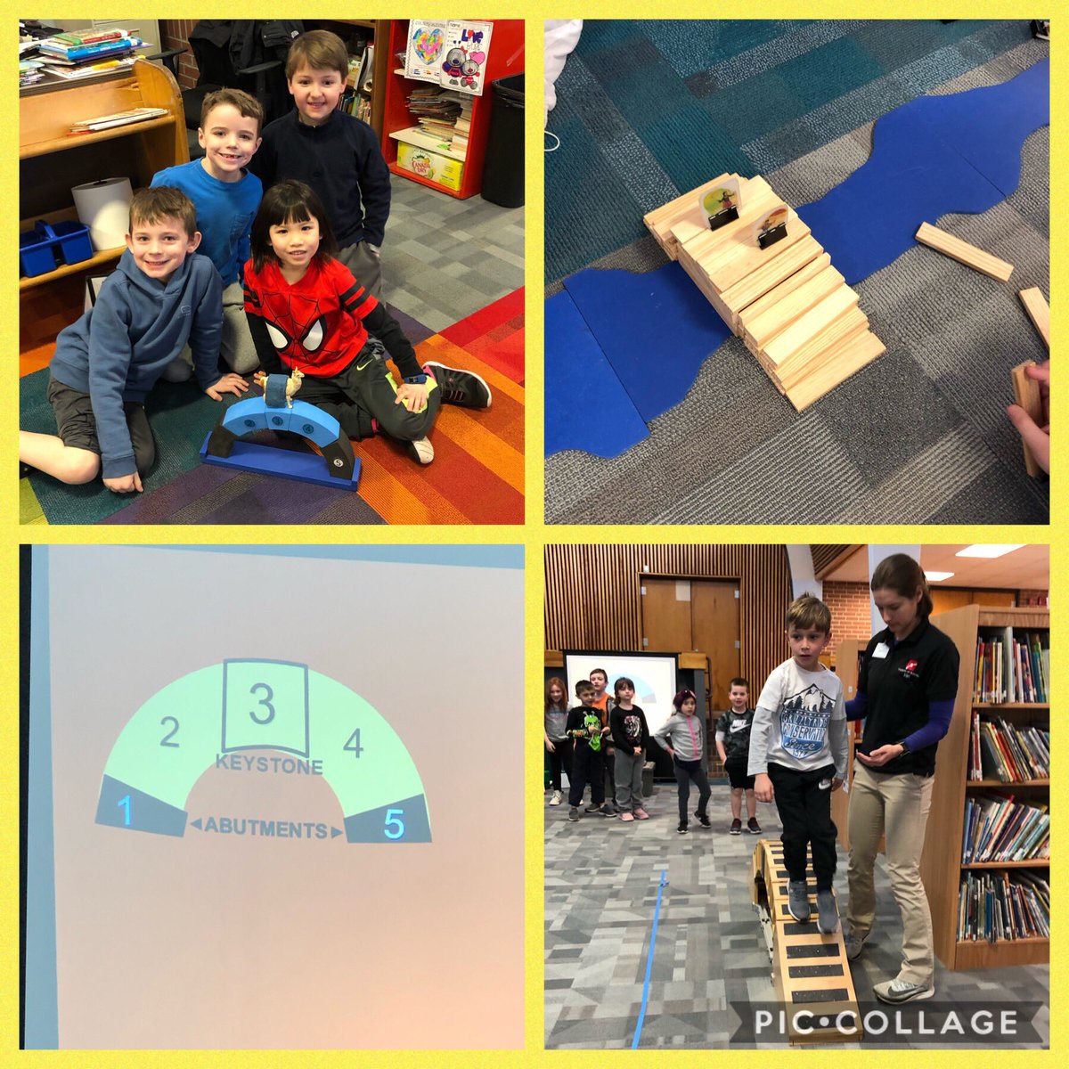 welcometo1C's tweet photo. Engineering Bridges Workshop! Museum of Science Boston Enrichment Program with first graders. Vocabulary - keystone, abutments. #ngespride #gpschat https://t.co/BAwZKAlozD