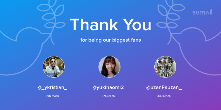 yds_yayan's tweet photo. Our biggest fans this week: @_ykristian_, @yukinaomi2, @uzanFauzan_. Thank you! via https://t.co/IsXqTJ3AKV https://t.co/sbvbuCZ9JZ