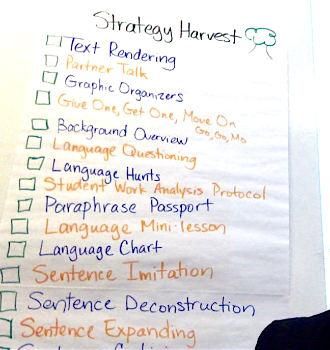 CRLP_UCSD's tweet photo. A bountiful harvest!  In just two days, the @CRLPUCI team led their participants through each of the #CAELD Standards in PII (1-7), with immersive examples, application, strategies for implementation (see pic).  Had a blast NERDING OUT with the best! #TeachersAsLearners #UCSDCRLP https://t.co/wpfQvBMJsj