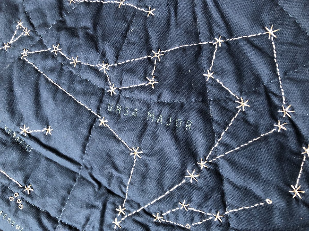 Penchant4Words's tweet image. Today’s #tbt quilt is a wall hanging I made while pregnant with #TinyCraig. I’ve always loved the stars and her nursery is decorated with old astronomy charts and vintage nautical maps! 
#sewfun #quilting #embroidery #acreativelife @HapticLab #starquilt