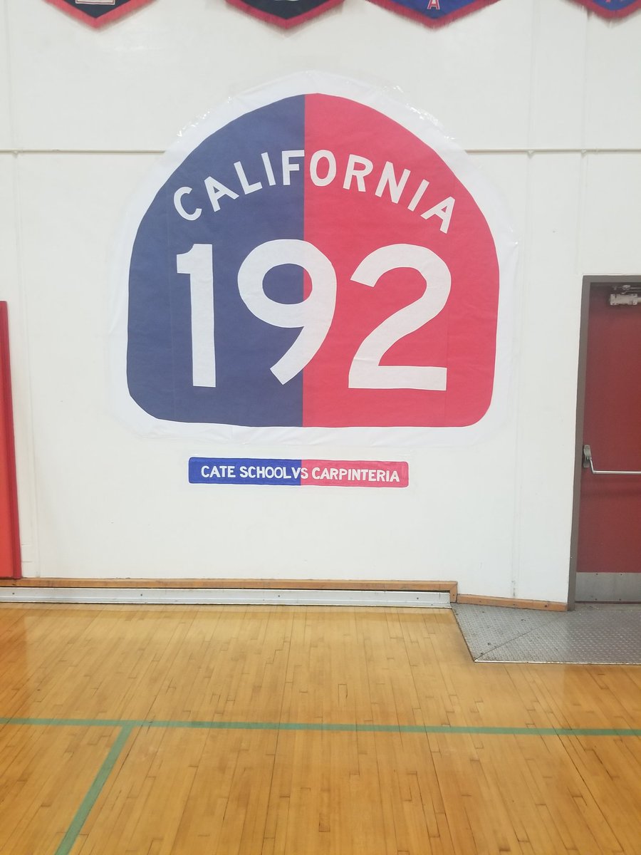 CateAthletics's tweet photo. Thanks to Carpinteria HS teacher Van Latham and the CHS students for their signs welcoming Cate to the CHS Gym for our home game with the Warriors! #Carpstrong https://t.co/h4UFl0dKWB