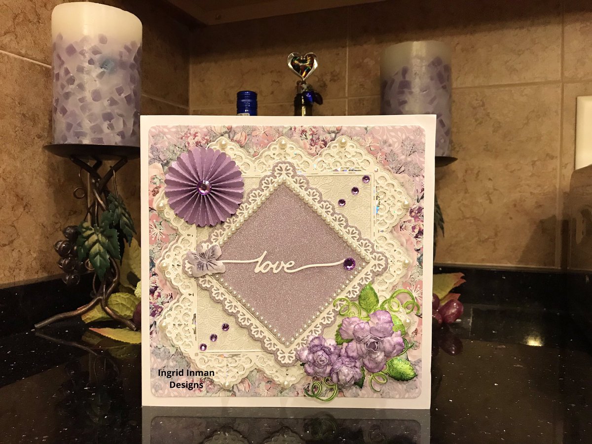Happy Valentines 😍😘❤️ 8 x 8 #handmadecard using #Kanban cutter dies and papers #heartfeltcreations Classic Rose #tatteredlace sentiment die and #Sizzix rosette #dies #handcrafted #diecutting #valentines #valentinescards #papercraft