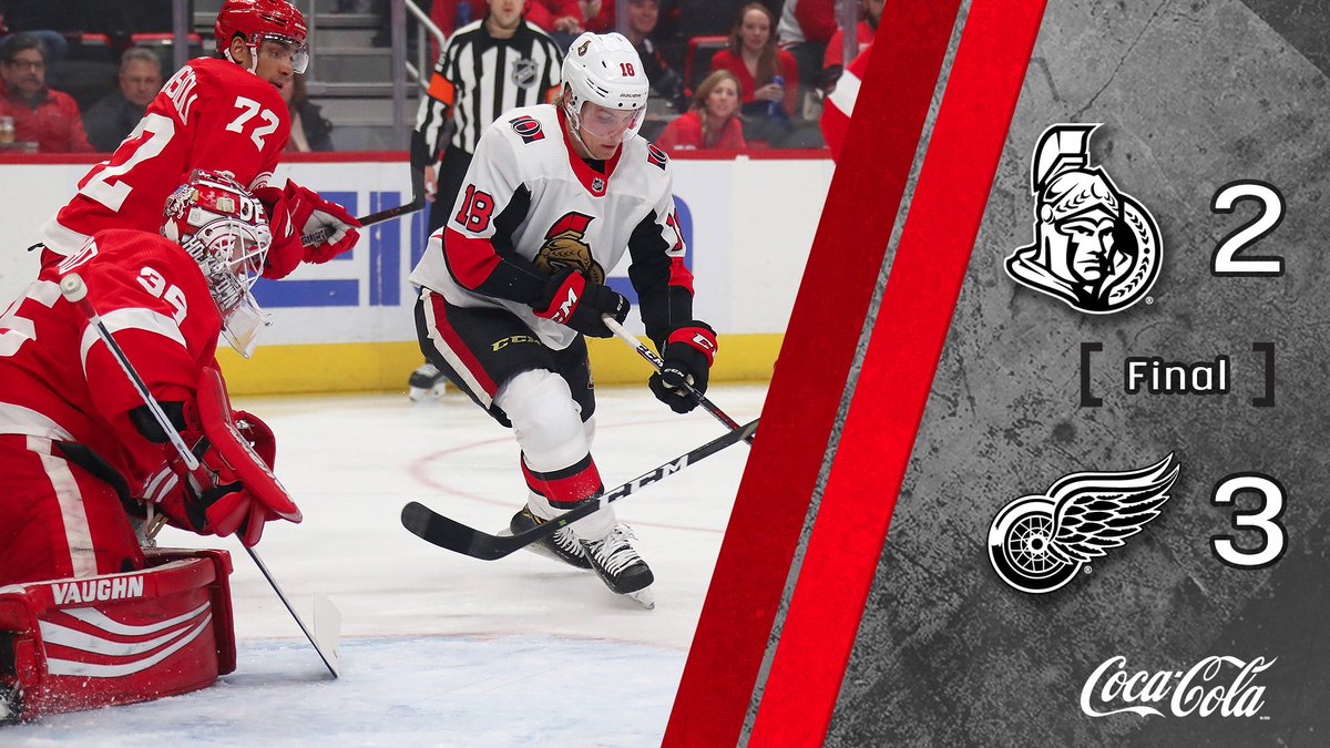 FINAL: #Sens fall to the Red Wings 3-2. https://t.co/YazgS8wZpT