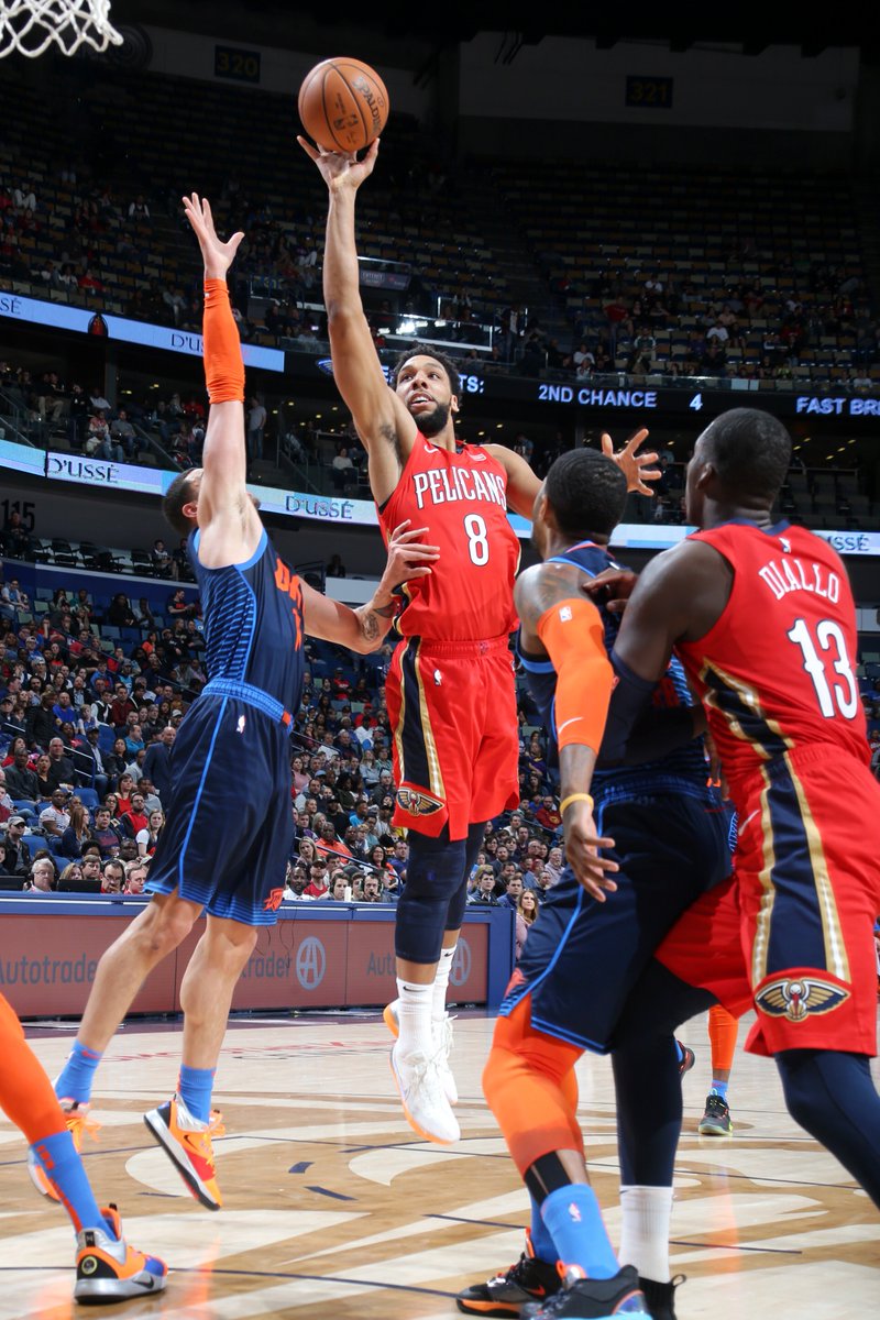 NBA's tweet photo. Jrue Holiday (32 PTS, 7 AST, 5 REB) and Julius Randle (33 PTS, 11 REB, 6 AST) guide the @PelicansNBA to victory over OKC at home!

#DoItBig 131
#ThunderUp 122

Jahlil Okafor: 12 PTS, 8 REB
Westbrook: 44 PTS, 14 REB, 11 AST https://t.co/XPfASn0jqh