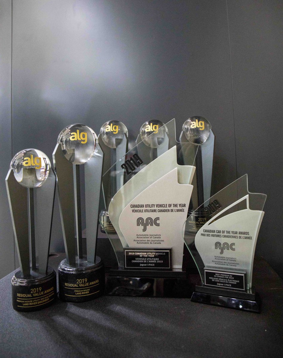 johnlindocanada's tweet photo. Jaguar Land Rover Canada's recent award haul @InteractiveJag @JaguarCanada @LandRoverCanada @InteractiveLR #alg @AJACanada  #electric #ev #ipace #landrover https://t.co/aakVW67zn2