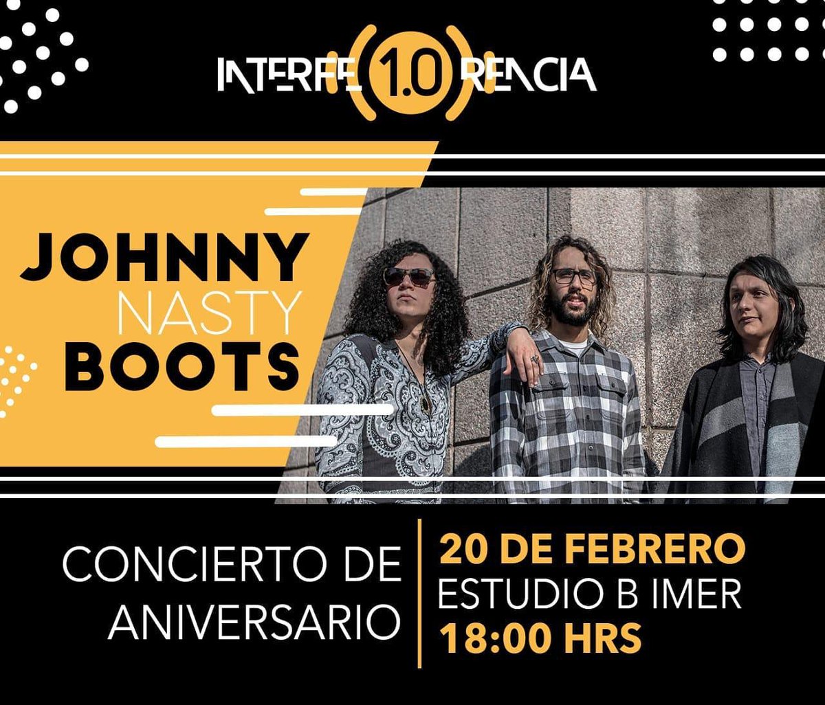 JohnNastyBoots's tweet image. Nos complace anunciar que tocaremos en el 1er aniversario de @interferenciahd

Este show será íntimo y especial ya que será el 1ero del año y además se realizará en el estudio B del IMER.

Para asistir, checa las dinámicas en Instagram y Facebook.