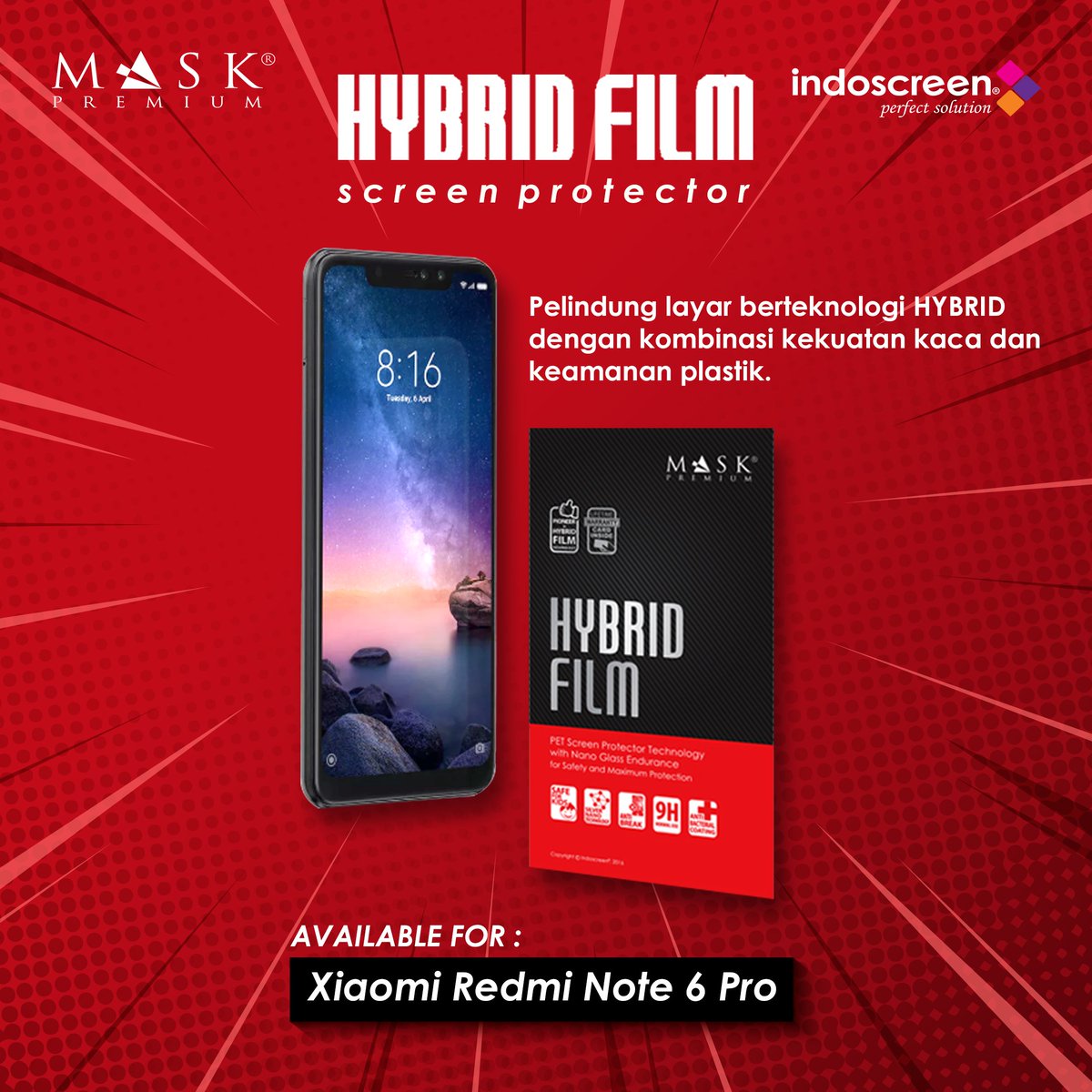 indoscreen's tweet image. Gunakan HYBRID FILM Screen Protector utk melindungi layar Xiaomi Redmi S2 kamu ketika tidak sengaja terjatuh ataupun terbentur. Hybrid Film tidak mudah pecah seperti bahan Tempered Glass,