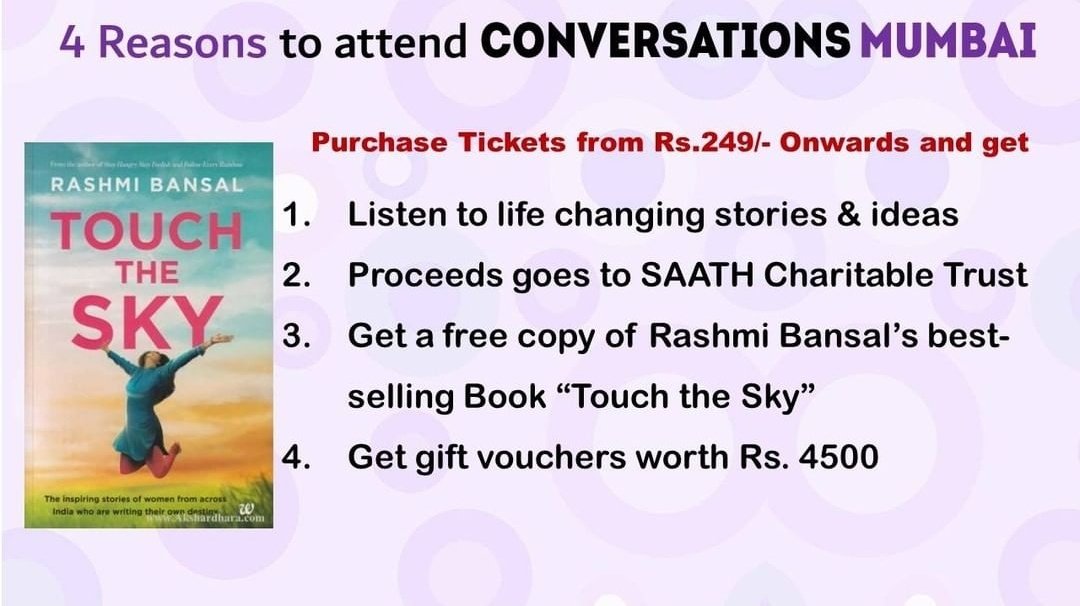TekiRosh's tweet photo. Last two days, reserve your seat for the inspiring stories from @iamkarlrock @jay4oceans @rashmibansal @andreritesh and Sujata Raikar.
https://t.co/5SHI3MmHEQ
@convmumbai #ConversationsMumbai https://t.co/1jtLJUfSad