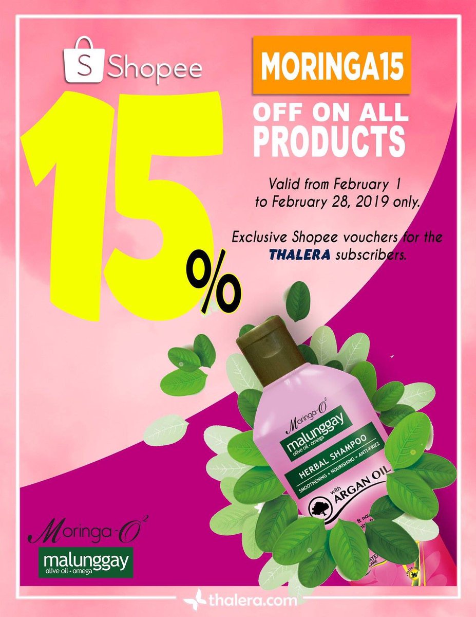 Thalerabox's tweet photo. Buy your Moringa-O2 products now and avail of our 15% EXCLUSIVE discount on Shopee! UNTIL FEB 28,2019 only. Shop now consumer world!

#MoringandaKa
#moringaO2
#thalerabox
#FREEvoritemoment https://t.co/AVwiZBxs5e