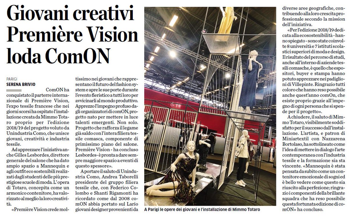 comON_Como's tweet photo. "Un contenitore emozionale di sogni" che ha saputo valorizzare i talenti del #design e ha conquistato @PremiereVision: questo è comON #TheNewEco #TraceIt. Grazie a Mimmo Totaro @miniartextil e a tutti i ragazzi coinvolti 🙏🔝 #creativitysharing #comon #textiles #sustainability https://t.co/94fi2pKUmT