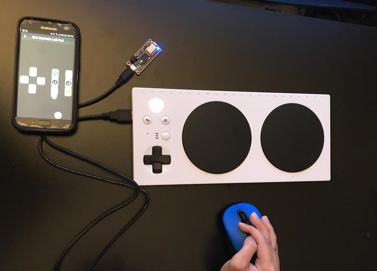 milador's tweet image. Finally made my first Bluetooth enabled Android App prototype for #XboxAdaptiveController using #BluefruitLE module. Using existing sensors in smartphones and their accessibility features can open new doors without the need to purchase new hardware.