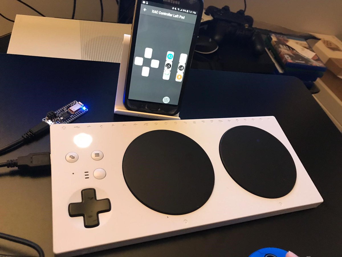 milador's tweet image. Finally made my first Bluetooth enabled Android App prototype for #XboxAdaptiveController using #BluefruitLE module. Using existing sensors in smartphones and their accessibility features can open new doors without the need to purchase new hardware.
