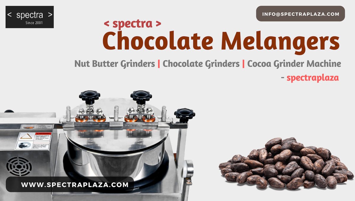 This amazing #Spectra Stone #Mélanger is the perfect companion as we have made several key enhancements to the Stone #Grinder to make it perfect for #chocolate , #nutbutters, Mexican masa, cosmetics and other food processing.
Contact: info@spectraplaza.com
http://www.spectraplaza.com