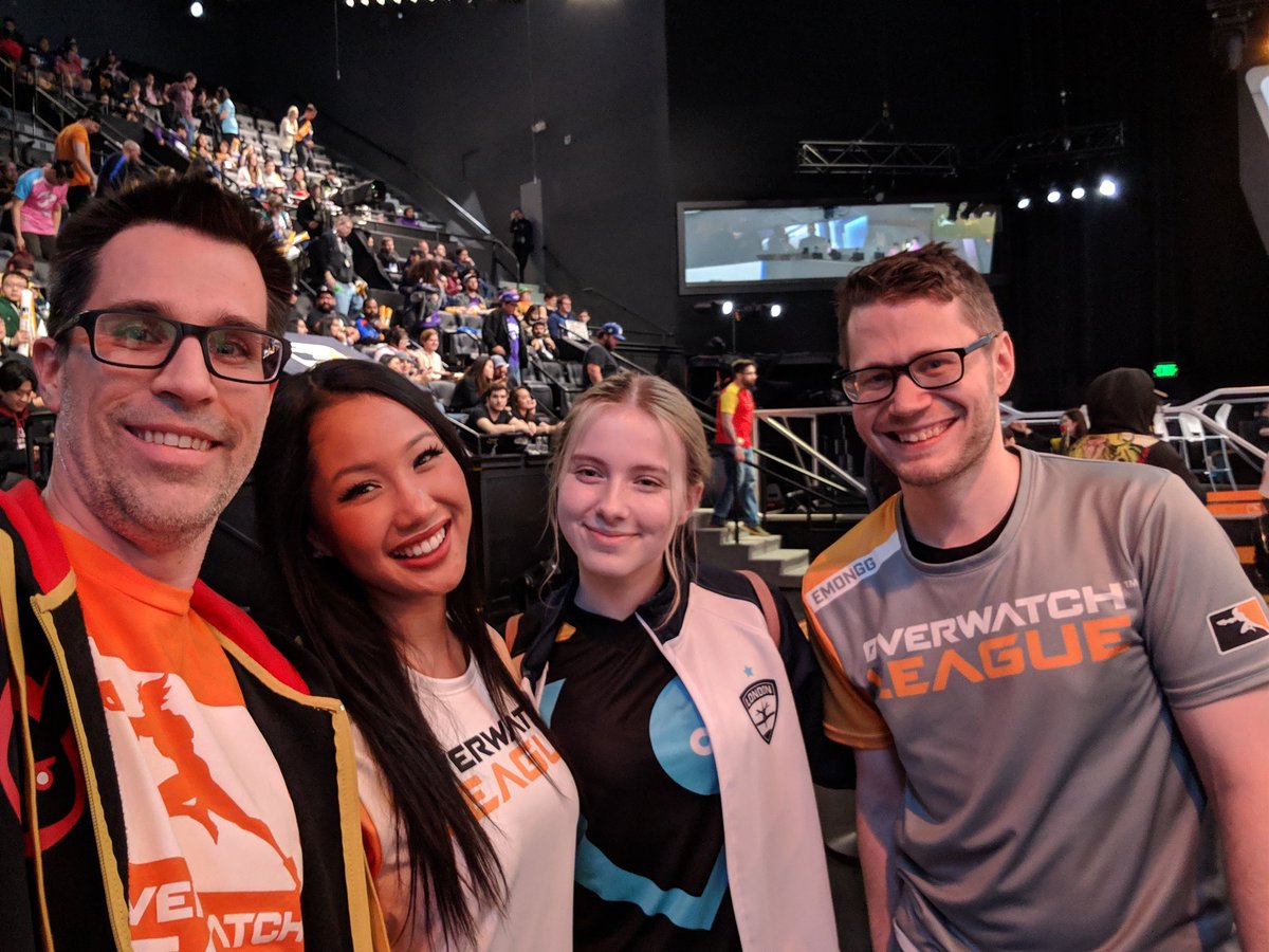 Hey! Look who I ran into at #OverwatchLeague @emonggtv @FRANA_OW @C9Aspen. Opening Night continuing to be awesome! #OWL2019