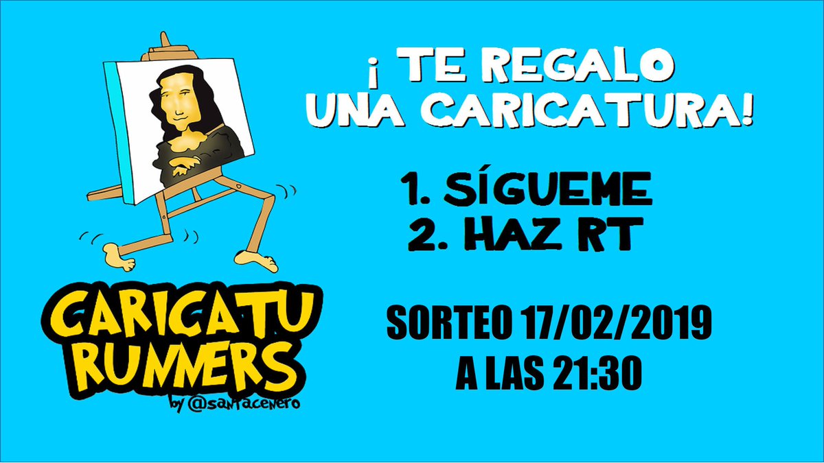santacenero's tweet photo. Llega el finde y llegan los #caricaturunners! Te regalo una caricatura! Es muy fácil participar. Convierte en un runner completo y en la envidia de tu cuñado! ;-) https://t.co/eMEKR6AVB0