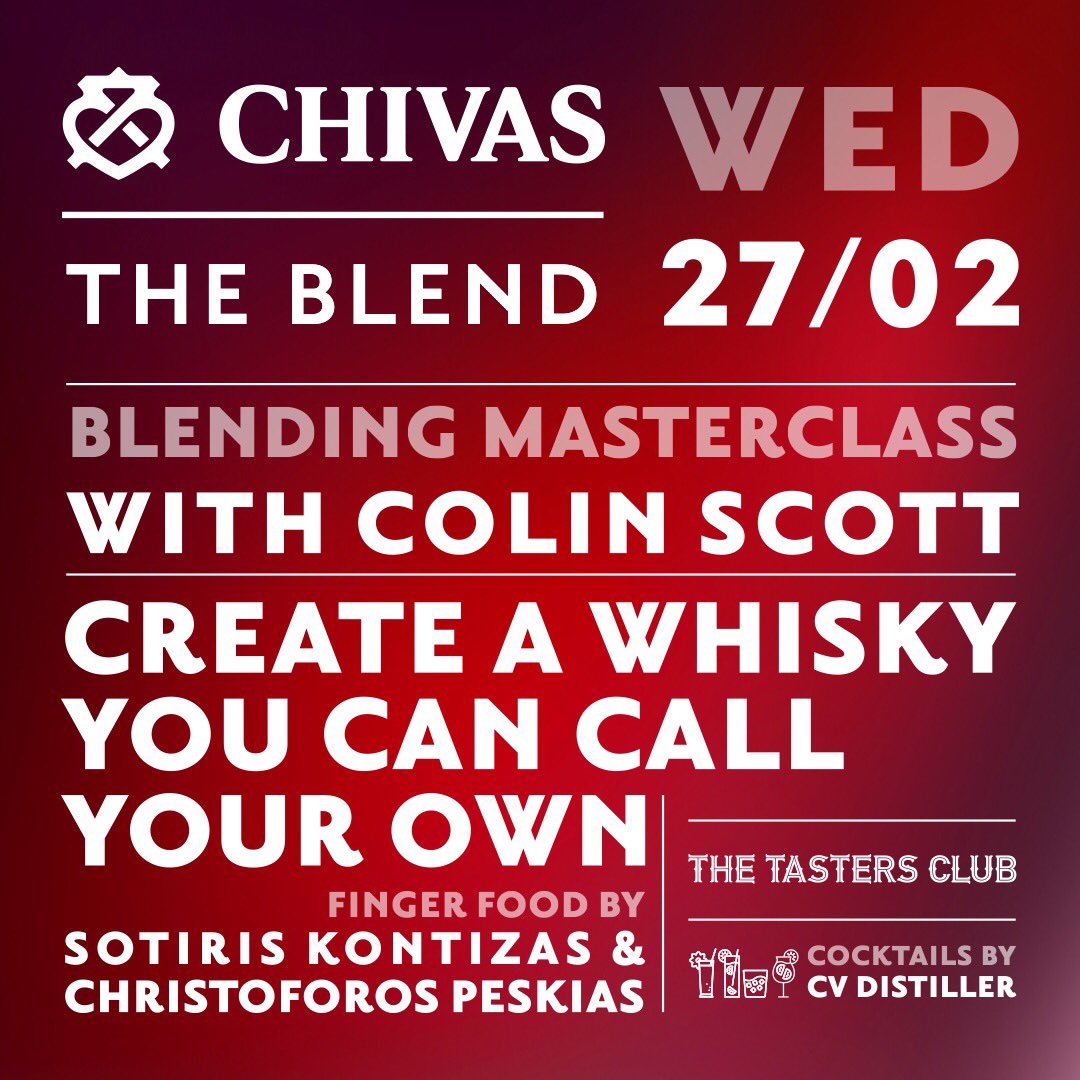 The Tasters Club presents Chivas The Blend event. A Blending Masterclass with the Chivas Custodian Master Blender <a href="/ChivasRegal_CS/">Colin Scott</a> #chivas #chivasbrothers #colinscott #blending #masterblender #chivastheblend #whisky #blenderwhisky #speyside #chivasregal #chivasultis #colinscott