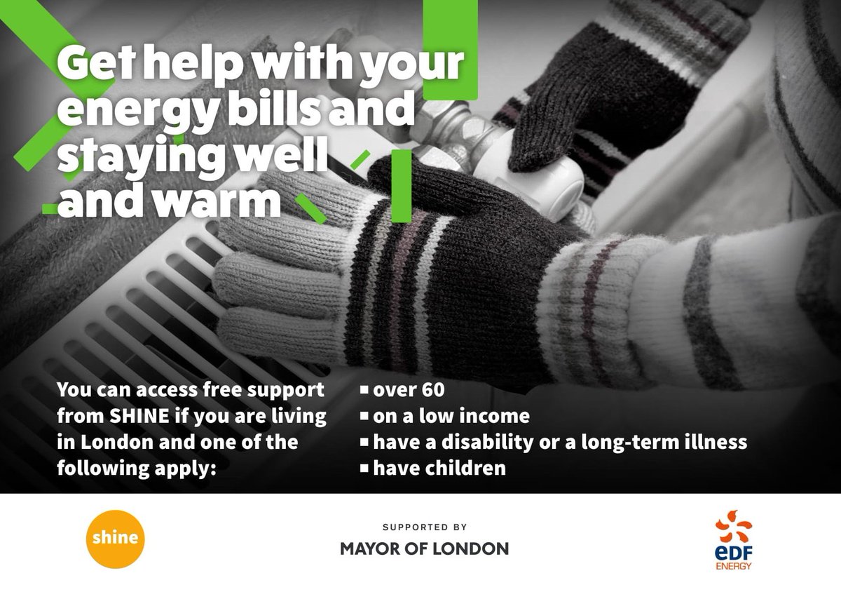 IslingtonBC's tweet photo. We offer additional support to residents at highest risk of having to choose between heating and eating through the Seasonal Health Intervention Network (SHINE).

@SHINE_network offer interventions to vulnerable residents to reduce their energy bills.

#FuelPovertyAwarenessDay https://t.co/dyhU0hWFRO