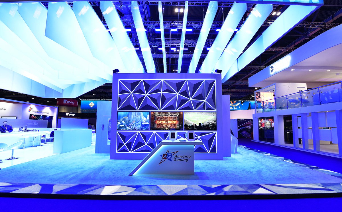 DCEGroupLimited's tweet photo. This has to be one of the most spectacular stands at @IceTotalGaming 2019. Brilliant to collaborate with partners @CollinsWinning who created such a superb design. Well done team for such a stunning job. #webuildexperiences https://t.co/63rgEJ3Mcb