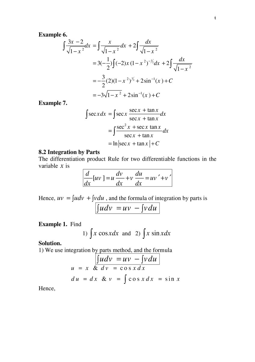 profhabujabal's tweet photo. #math206 #math202 Integration Methods (1) طرق التكامل https://t.co/Pv7PABOkQo